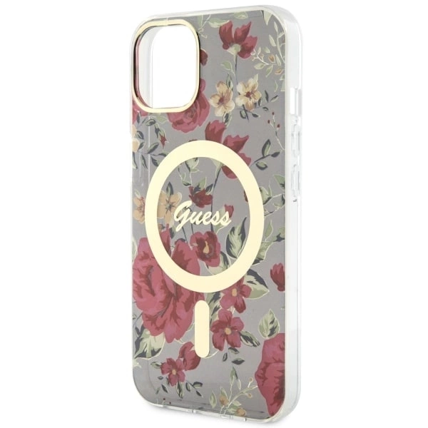 Etui Guess Flower MagSafe na iPhone 14 - zielone