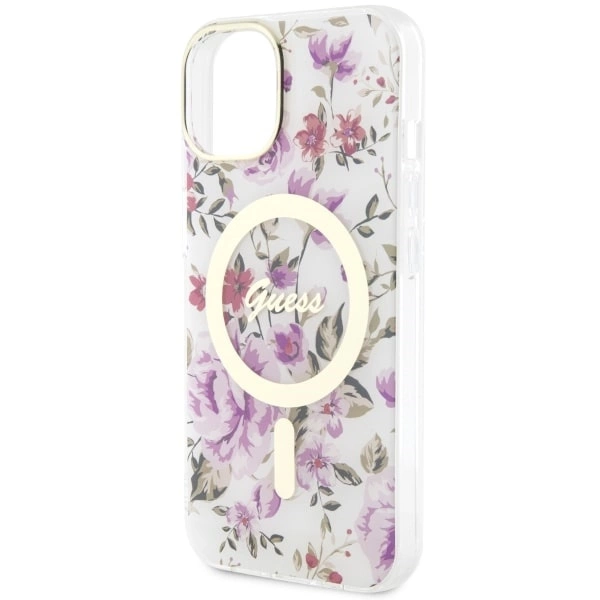 Etui Guess Flower MagSafe na iPhone 14 - przezroczyste