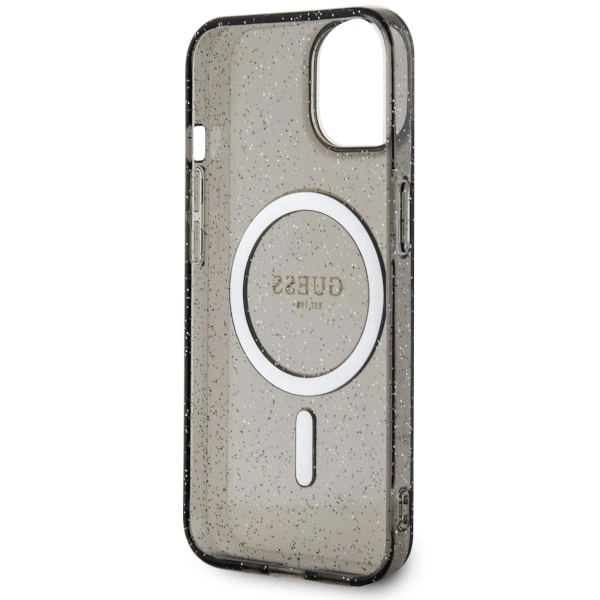 Etui Guess Glitter Gold MagSafe na iPhone 14 - czarne