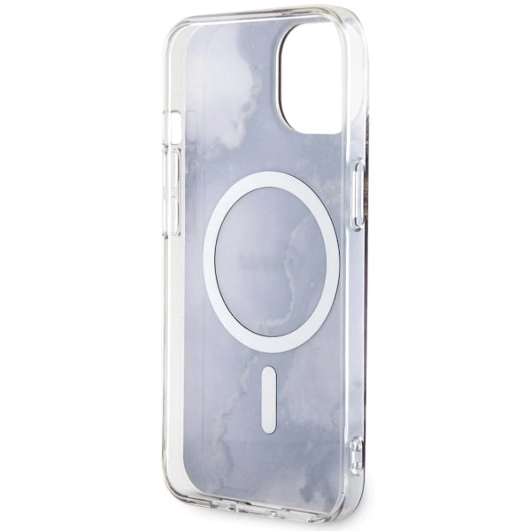 Etui Guess Golden Marble MagSafe na iPhone 14 - purpurowe