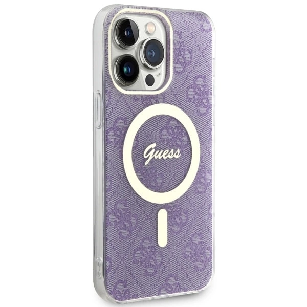 Etui Guess 4G MagSafe na iPhone 14 Pro Max - purpurowe