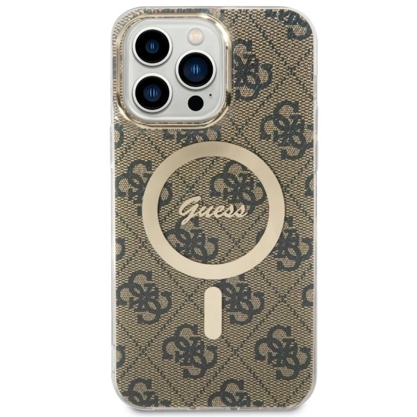 Etui Guess 4G MagSafe na iPhone 14 Pro Max - brązowe