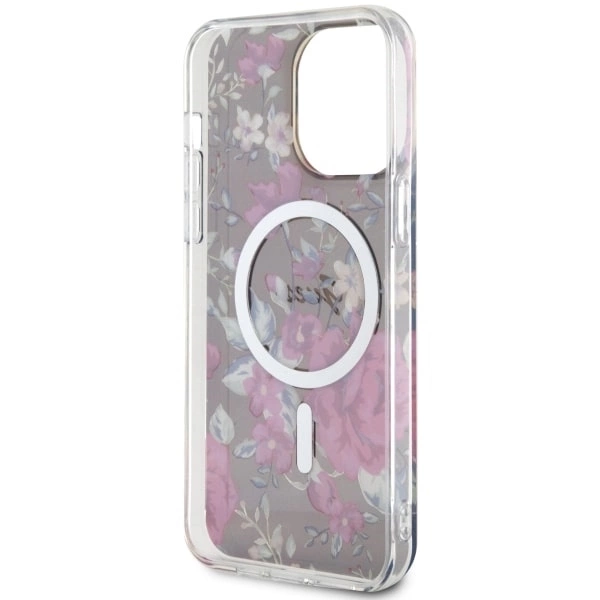 Etui Guess Flower MagSafe na iPhone 14 Pro Max - zielone