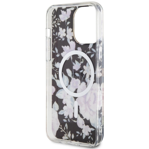 Etui Guess Flower MagSafe na iPhone 14 Pro Max - czarne