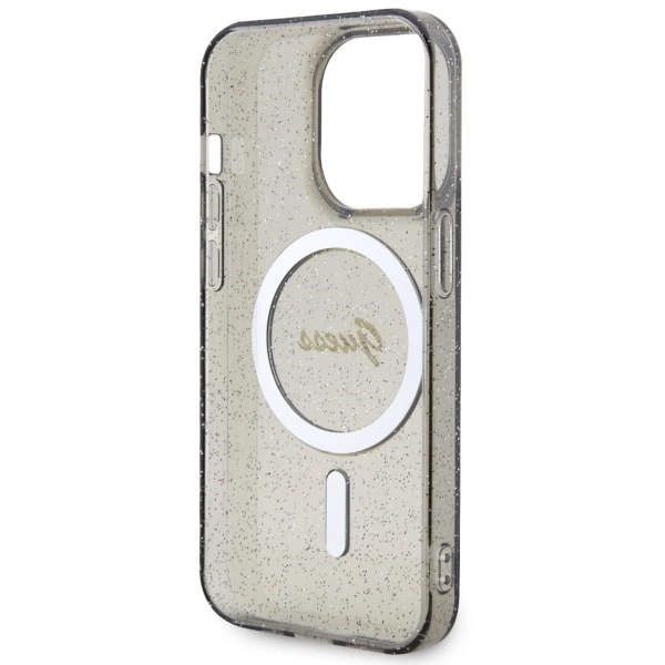 Etui Guess Glitter Gold MagSafe na iPhone 14 Pro Max - czarne