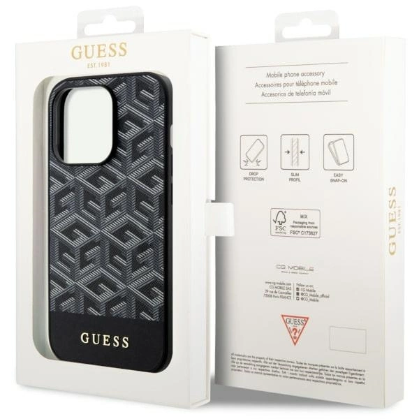 Etui Guess GCube Stripes MagSafe na iPhone 14 Pro Max - czarne