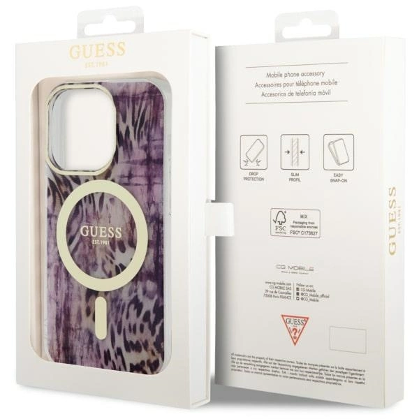 Etui Guess Leopard MagSafe na iPhone 14 Pro Max - różowe