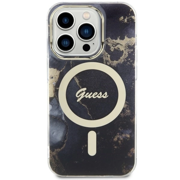Etui Guess Golden Marble MagSafe na iPhone 14 Pro Max - czarne