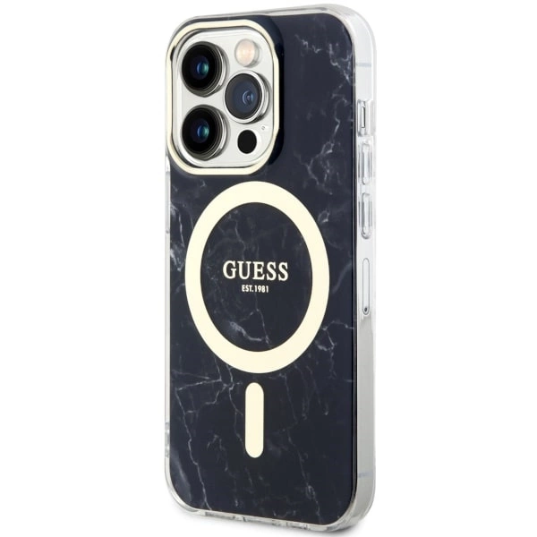 Etui Guess Marble MagSafe na iPhone 14 Pro Max - czarne