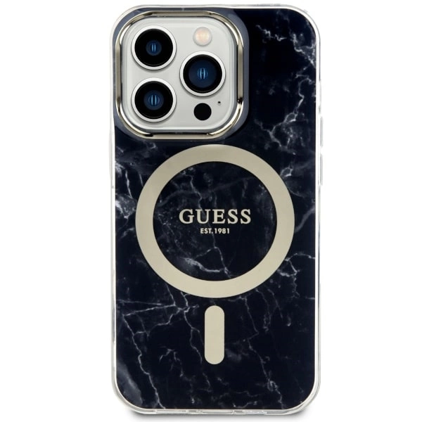 Etui Guess Marble MagSafe na iPhone 14 Pro Max - czarne