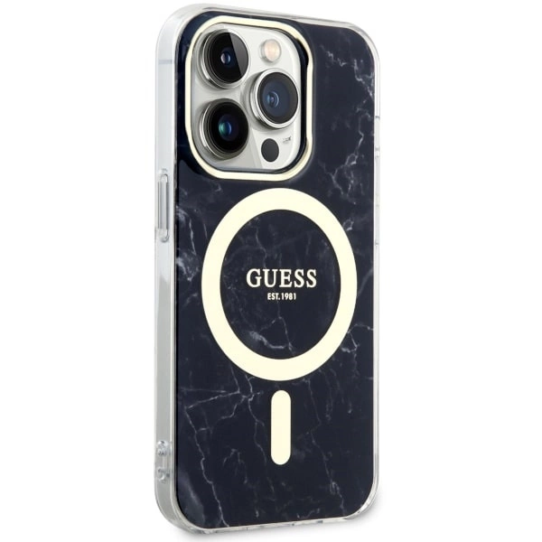 Etui Guess Marble MagSafe na iPhone 14 Pro Max - czarne