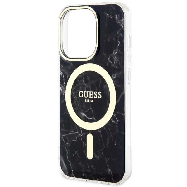 Etui Guess Marble MagSafe na iPhone 14 Pro Max - czarne