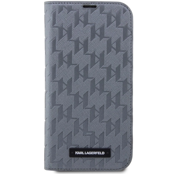 Etui Karl Lagerfeld Saffiano Monogram na iPhone 14 Pro Max - srebrne
