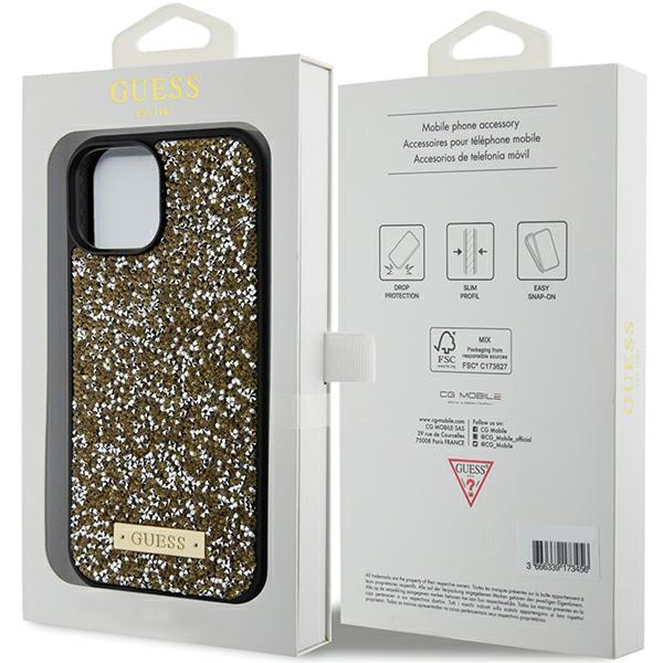 Guess GUHCP15SPFGSBSD iPhone 15 / 14 / 13 6.1" żółty/yellow hardcase Rhinestone Metal Logo