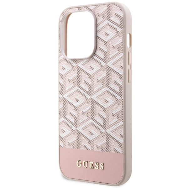 Etui Guess GCube Stripes MagSafe na iPhone 14 Pro - różowe