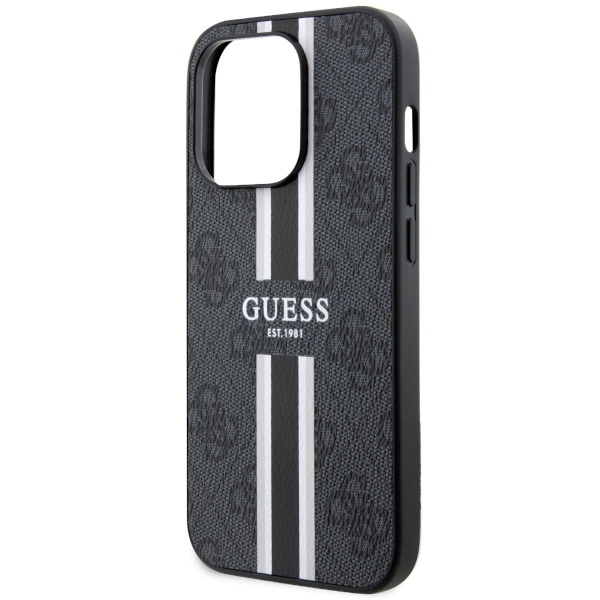 Etui Guess 4G Printed Stripes MagSafe na iPhone 14 Pro - czarne