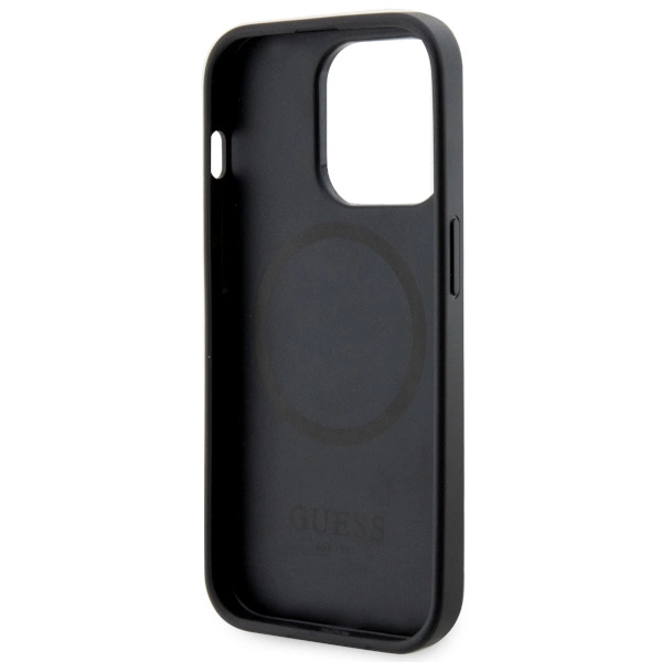 Etui Guess 4G Printed Stripes MagSafe na iPhone 14 Pro - czarne