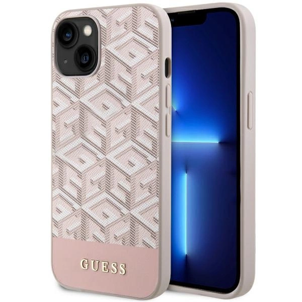 Etui Guess GCube Stripes MagSafe na iPhone 14 Plus - różowe