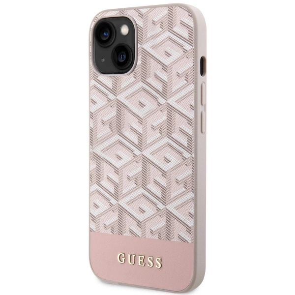 Etui Guess GCube Stripes MagSafe na iPhone 14 Plus - różowe