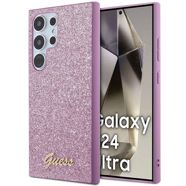 Guess GUHCS24LHGGSHU S24 Ultra S928 fioletowy/purple hardcase Glitter Script