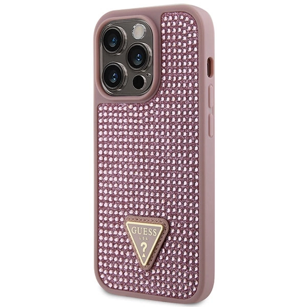 Etui Guess Rhinestone Triangle na iPhone 14 Pro - różowe