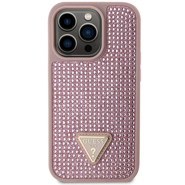 Etui Guess Rhinestone Triangle na iPhone 14 Pro - różowe