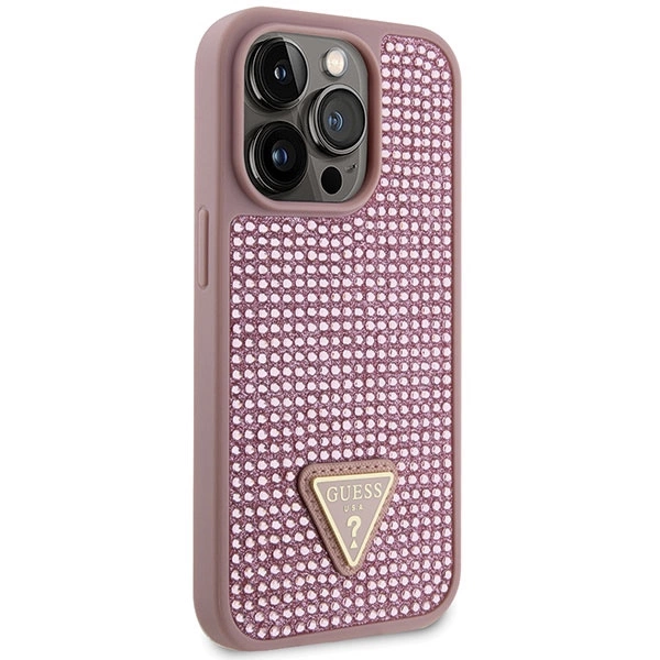 Etui Guess Rhinestone Triangle na iPhone 14 Pro - różowe