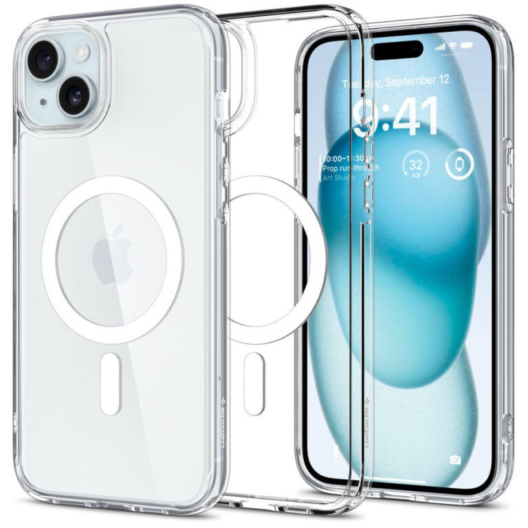 Etui Spigen Ultra Hybrid Mag z MagSafe na iPhone 15 Plus - białe