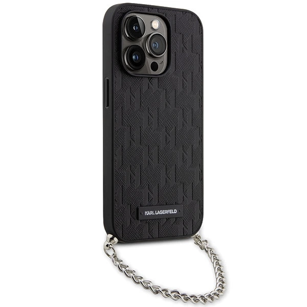 Etui Karl Lagerfeld Saffiano Monogram Chain na iPhone 14 Pro - czarne