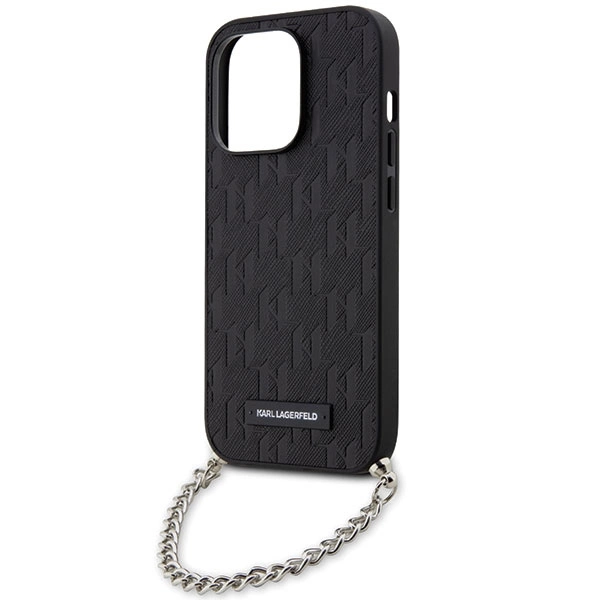 Etui Karl Lagerfeld Saffiano Monogram Chain na iPhone 14 Pro - czarne