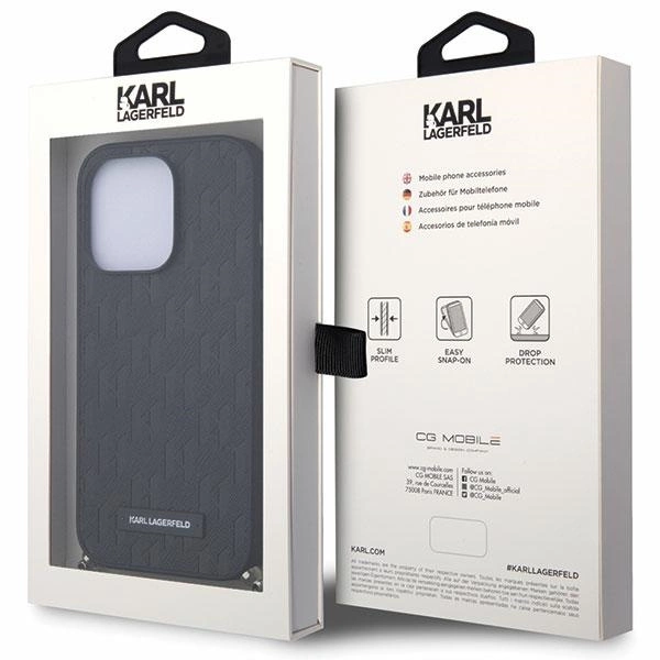 Etui Karl Lagerfeld Saffiano Monogram Chain na iPhone 14 Pro - czarne