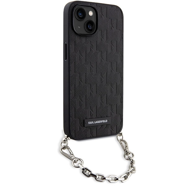 Etui Karl Lagerfeld Saffiano Monogram Chain na iPhone 14 - czarne