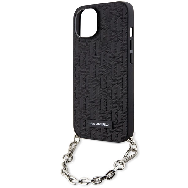 Etui Karl Lagerfeld Saffiano Monogram Chain na iPhone 14 - czarne