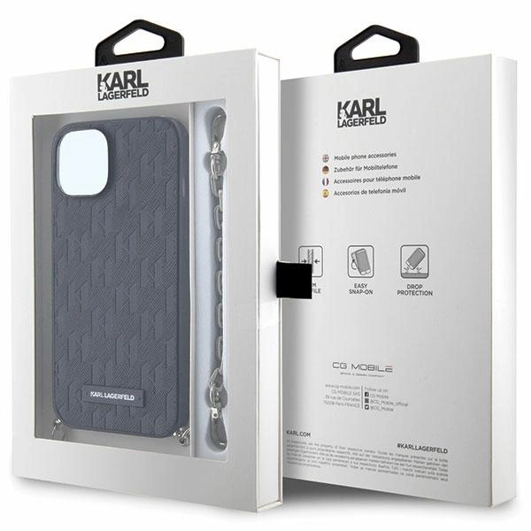 Etui Karl Lagerfeld Saffiano Monogram Chain na iPhone 14 - czarne