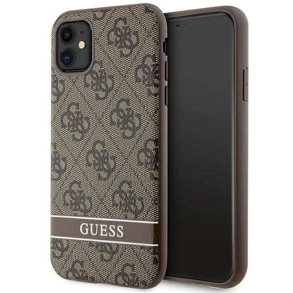 Etui Guess 4G Stripes na iPhone 11 / Xr - brązowe