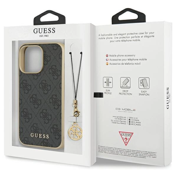 Etui Guess 4G Charms Collection na iPhone 14 Pro - szare