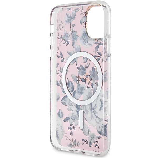 Etui Guess Flower MagSafe na iPhone 11 / Xr - różowe