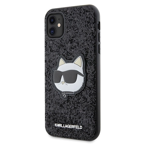 Etui Karl Lagerfeld Glitter Choupette Patch na iPhone 11 / Xr - czarne