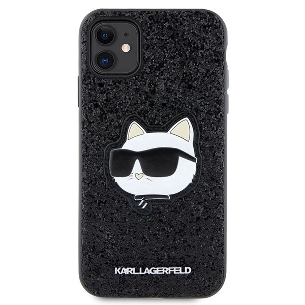Etui Karl Lagerfeld Glitter Choupette Patch na iPhone 11 / Xr - czarne