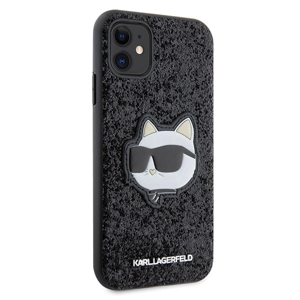 Etui Karl Lagerfeld Glitter Choupette Patch na iPhone 11 / Xr - czarne