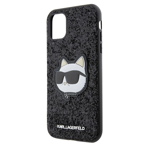 Etui Karl Lagerfeld Glitter Choupette Patch na iPhone 11 / Xr - czarne