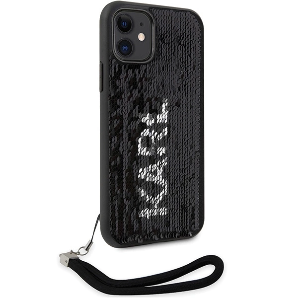 Etui Karl Lagerfeld Sequins Cord na iPhone 11 / Xr - srebrne