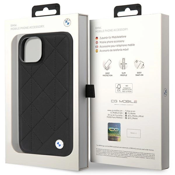 Etui BMW Leather Quilted na iPhone 14 - czarne