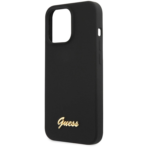 Etui Guess Silicone Script Gold Logo na iPhone 13 Pro Max - czarne