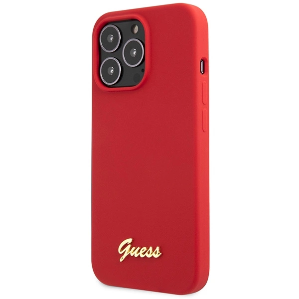 Etui Guess Silicone Vintage Gold Logo na iPhone 13 Pro Max - czerwone