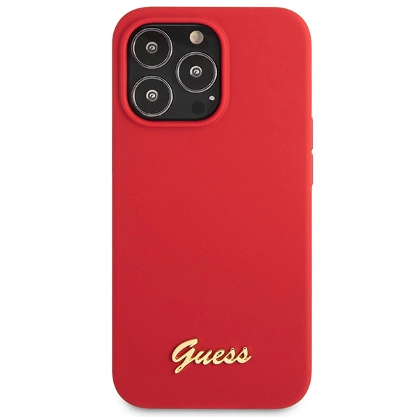 Etui Guess Silicone Vintage Gold Logo na iPhone 13 Pro Max - czerwone