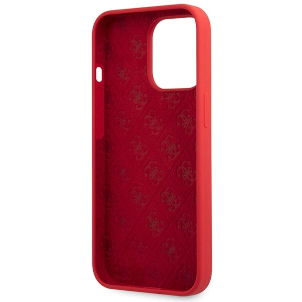 Etui Guess Silicone Vintage Gold Logo na iPhone 13 Pro Max - czerwone