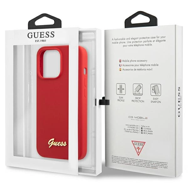 Etui Guess Silicone Vintage Gold Logo na iPhone 13 Pro Max - czerwone
