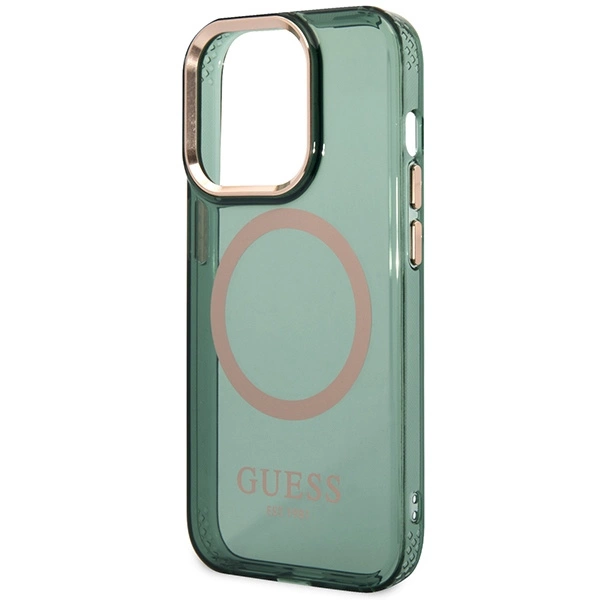Etui Guess Gold Outline Translucent MagSafe na iPhone 14 Pro Max - zielone