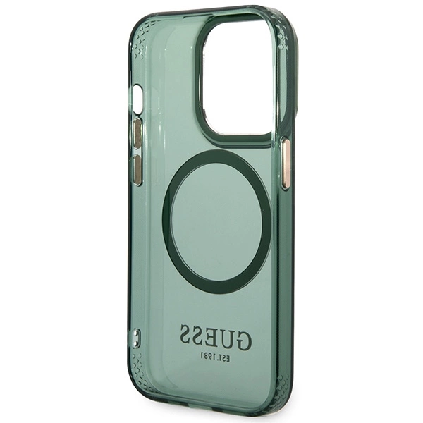 Etui Guess Gold Outline Translucent MagSafe na iPhone 14 Pro Max - zielone